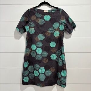 Bombay Paisley cotton linen blend pull over dress honeycomb pattern size M